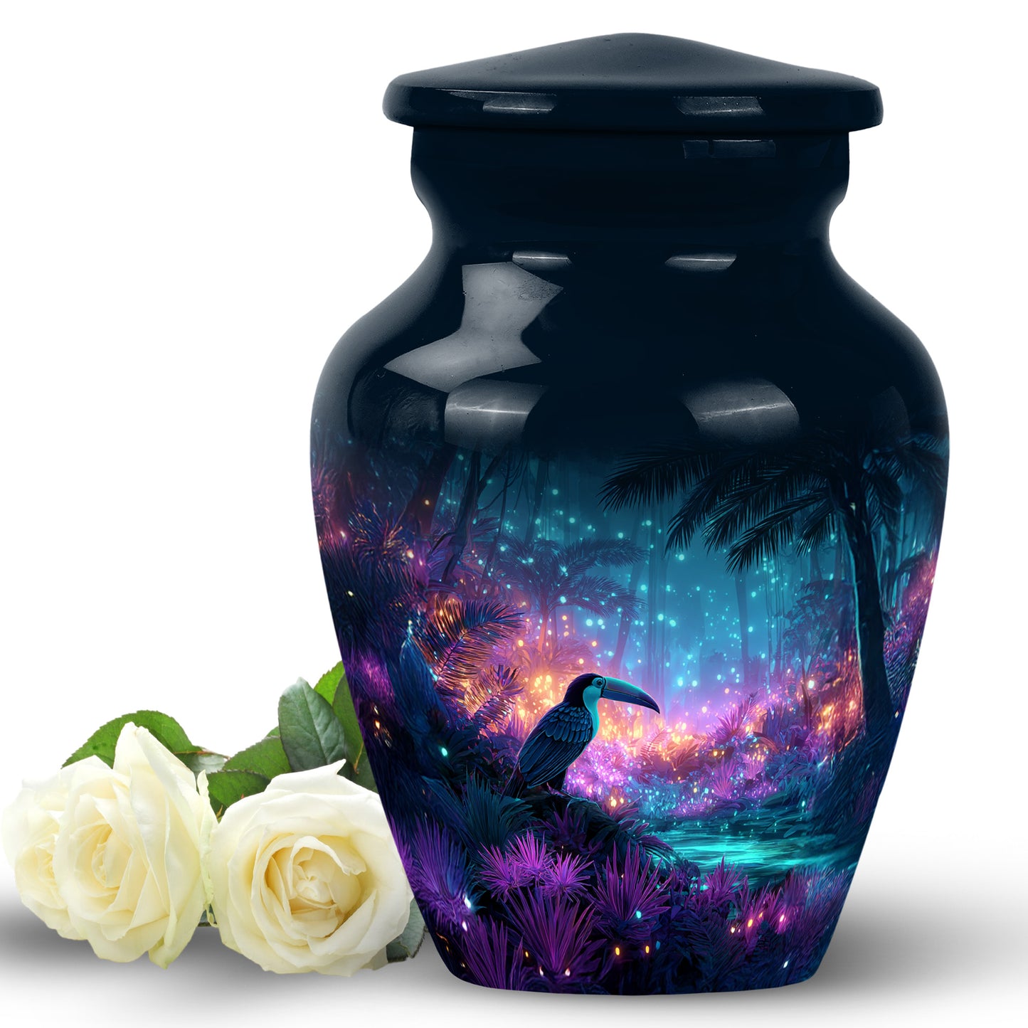 Personalized Hornbill Cremation Urns - Eminent Blue 10-inch, 200 cu in - Yatskia