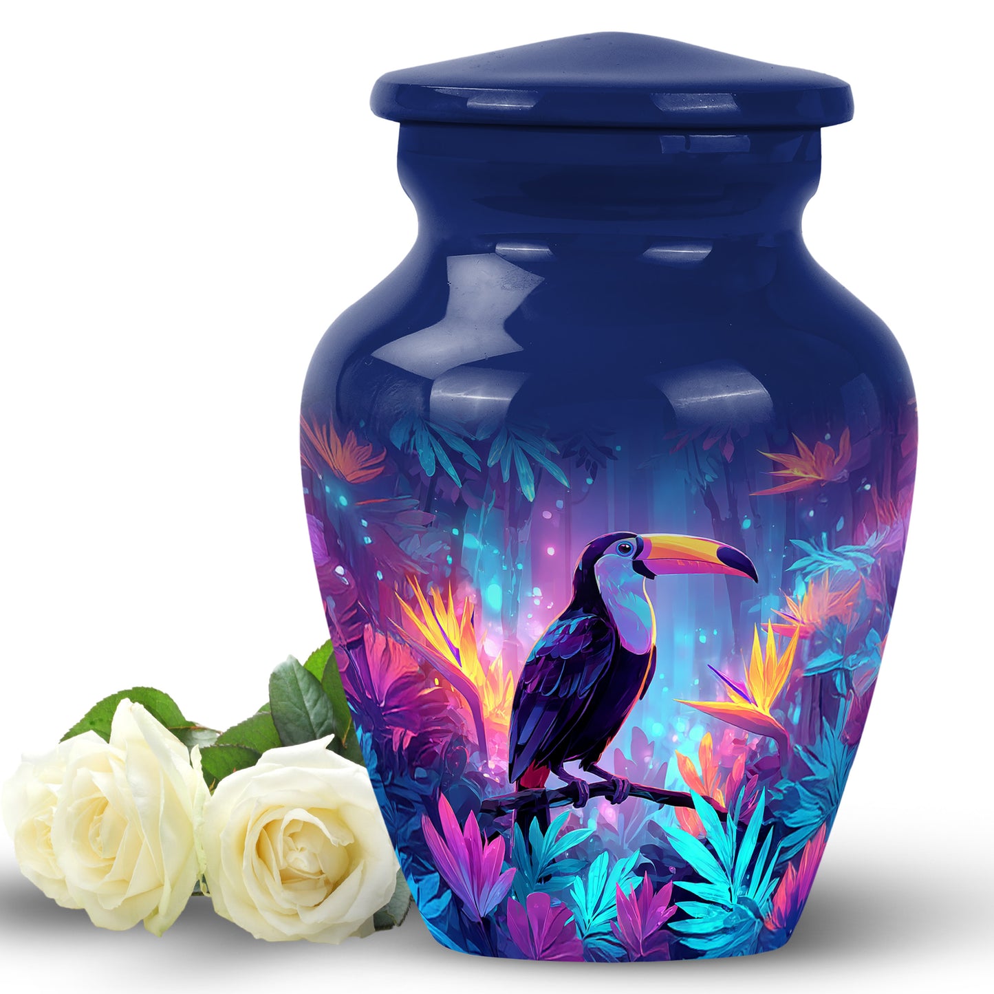 Personalized Hornbill Cremation Urns - Wondrous Blue 10-inch, 200 cu in - Yatskia