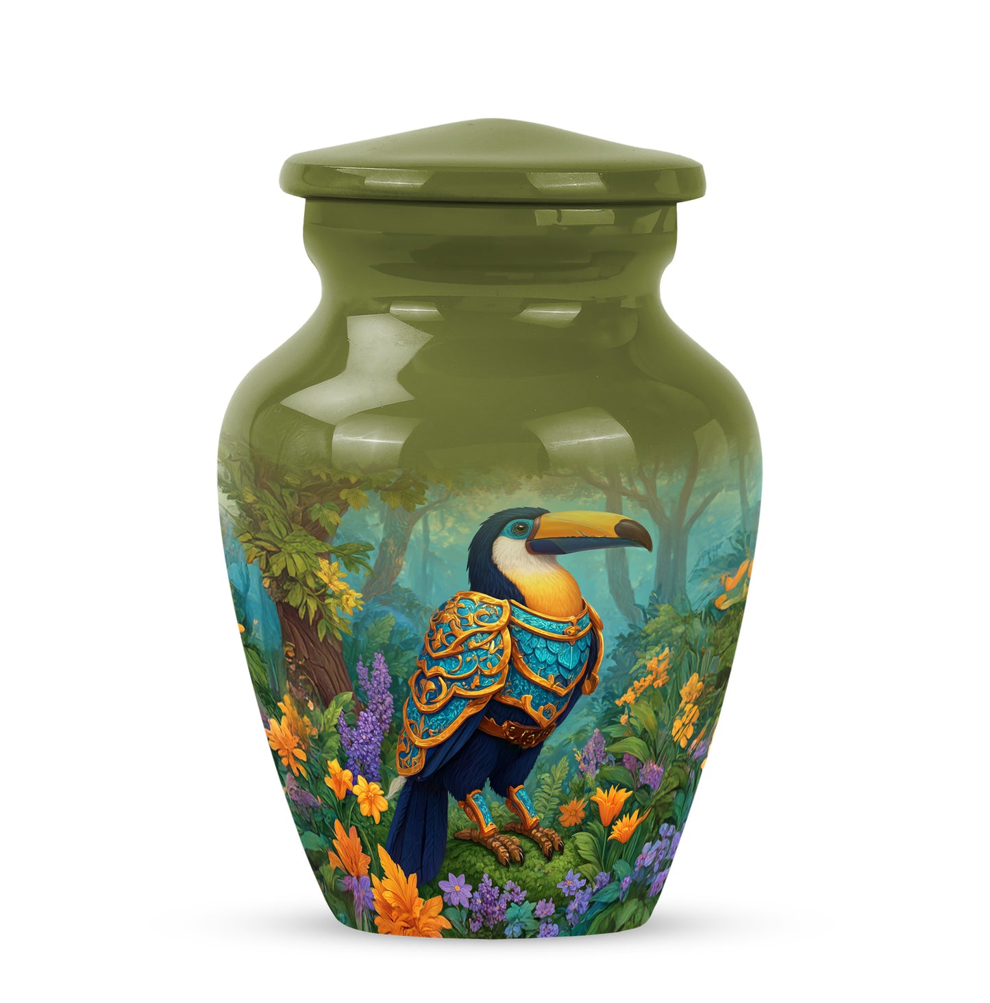 Ethereal Hornbill Memorial Cremation Urns - Yellow 10-inch, 200 cu in - Yatskia