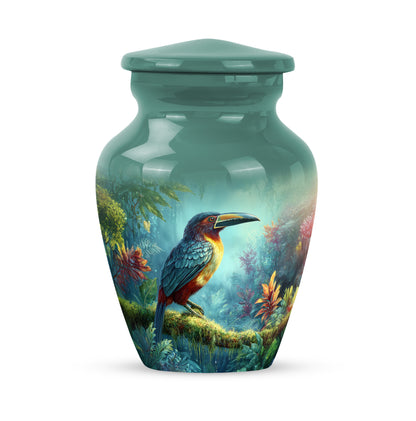 Teal Beloved Hornbill Cremation Urns for Human Ashes - 10-inch, 200 cu in - Yatskia