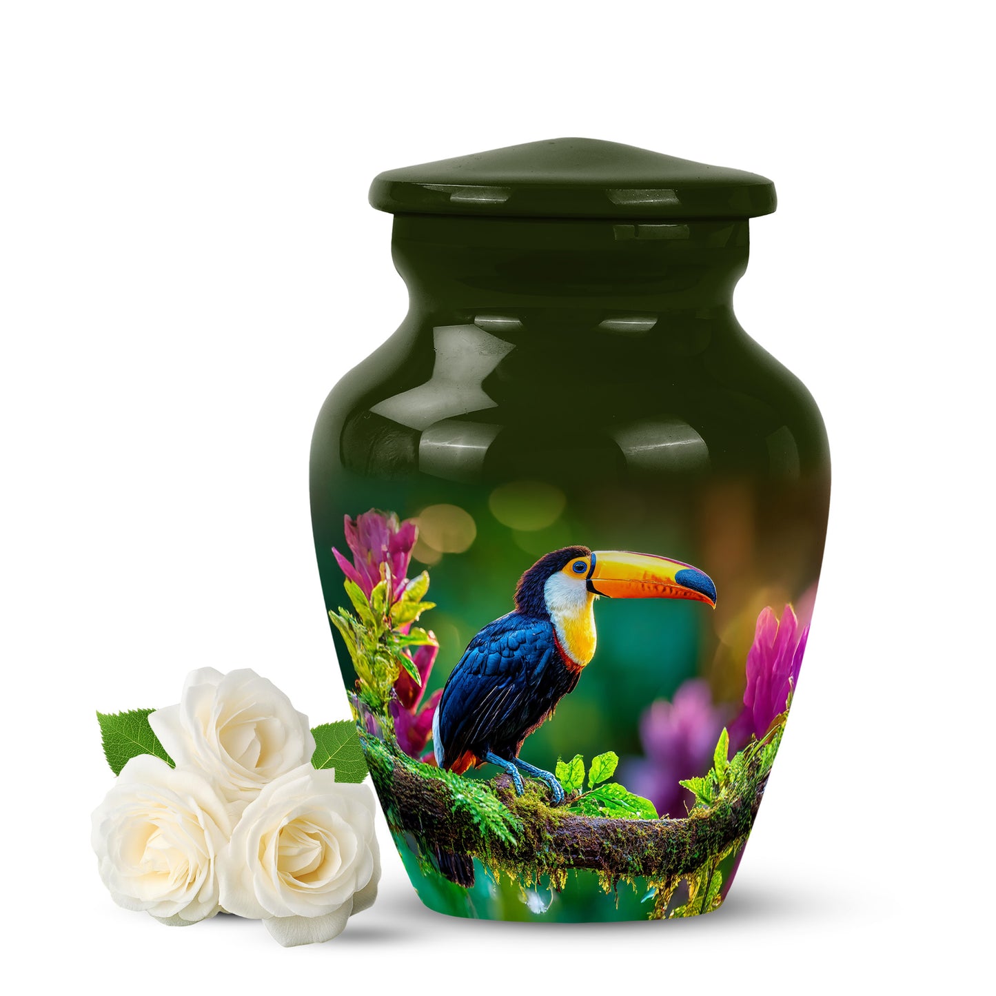 Resplendent Yellow Hornbill Cremation Urn for Ashes - 10-inch, 200 cu in - Yatskia