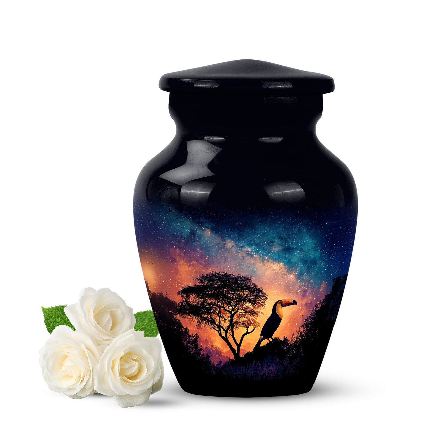 Personalized Hornbill Cremation Urns - Wondrous Blue 10-inch, 200 cu in - Yatskia
