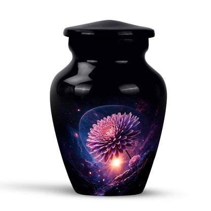 Everlasting Black Daisy Sentinel Urn for Human Ashes - 10-inch, 200 cu in - Yatskia