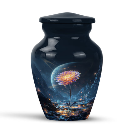 Blue Venerable Daisy Cremation Urns for Human Ashes - 10-inch, 200 cu in - Yatskia