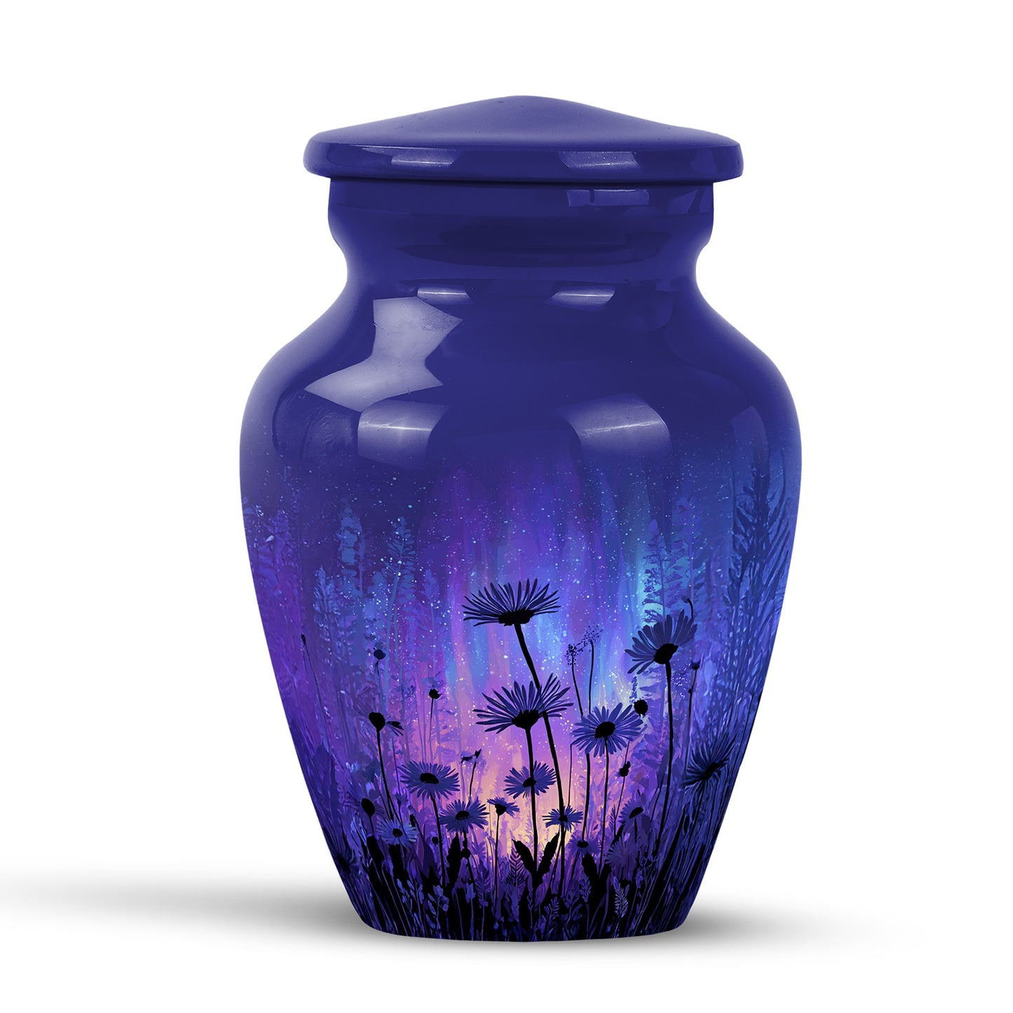 Personalized Daisy Cremation Urns - Tranquil Blue 10-inch, 200 cu in - Yatskia