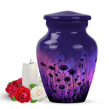 Blue Comforting Daisy Memorial Urn for Ashes - 10-inch, 200 cu in - Yatskia