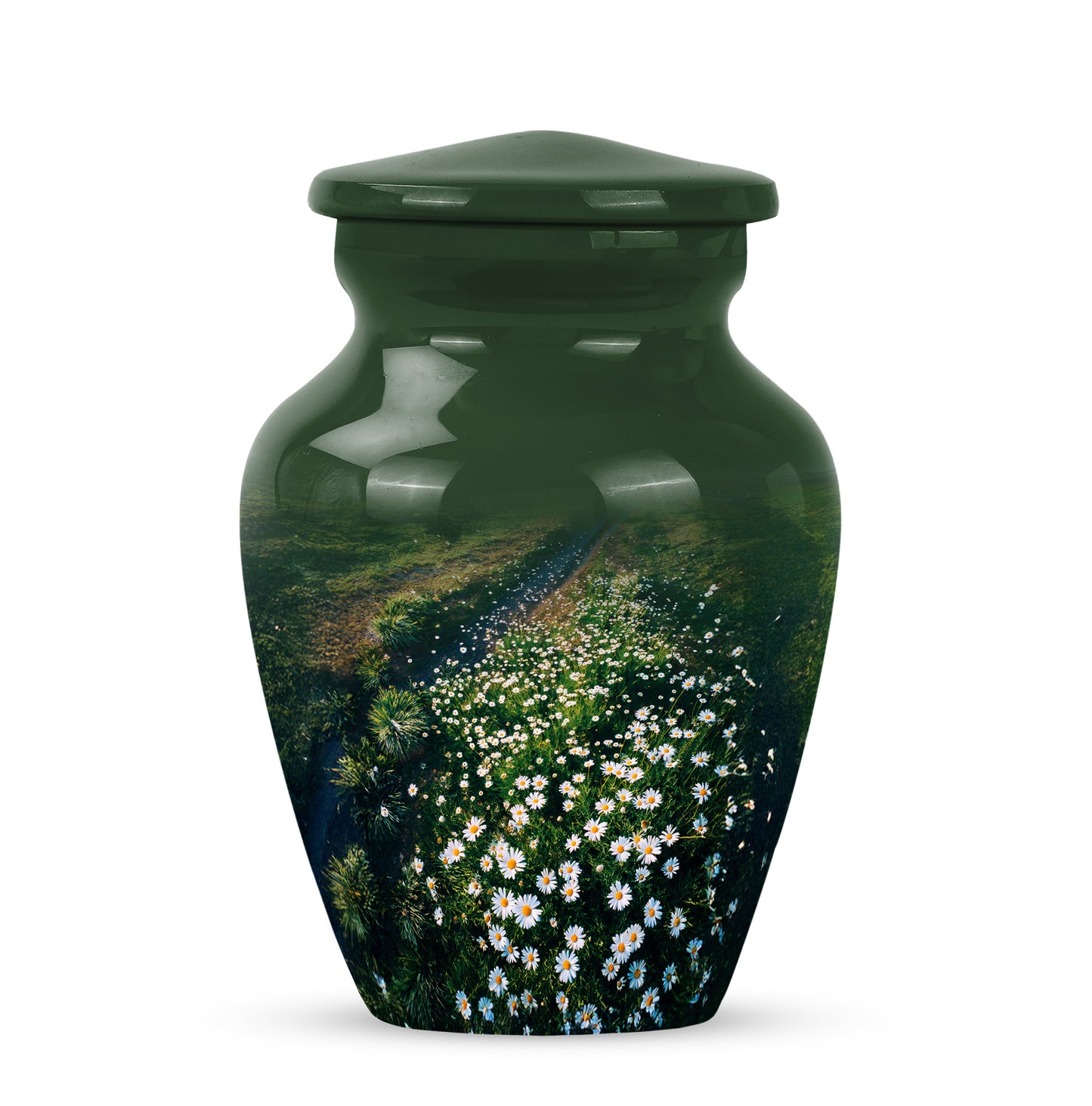 Personalized Green Daisy Cremation Urns for Ashes - Captivating 10-inch - Yatskia