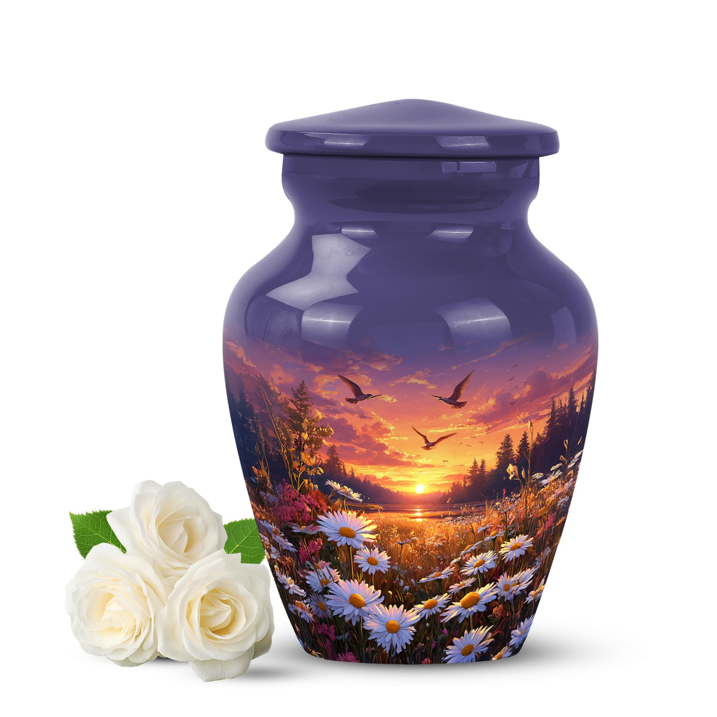 Blue Daisy Cremation Urns - Enduring Comfort 10-inch, 200 cu in - Yatskia
