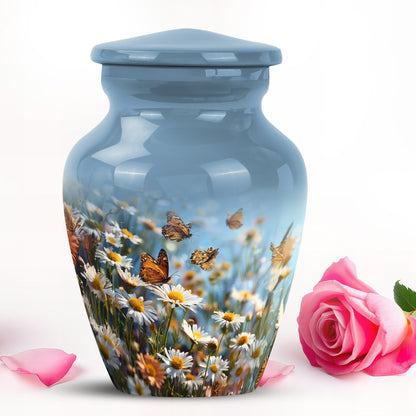 Personalized Blue Cherished Daisy Cremation Urns for Human Ashes - Yatskia