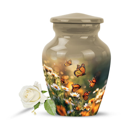 Distinguished Gold Daisy Cremation Urn for Ashes - 10-inch, 200 cu in - Yatskia