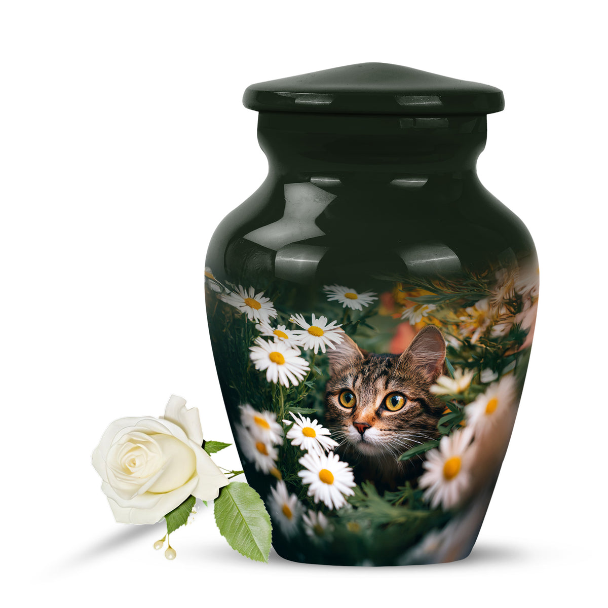 Stunning Green Daisy Sentinel Urn for Human Ashes - Yatskia
