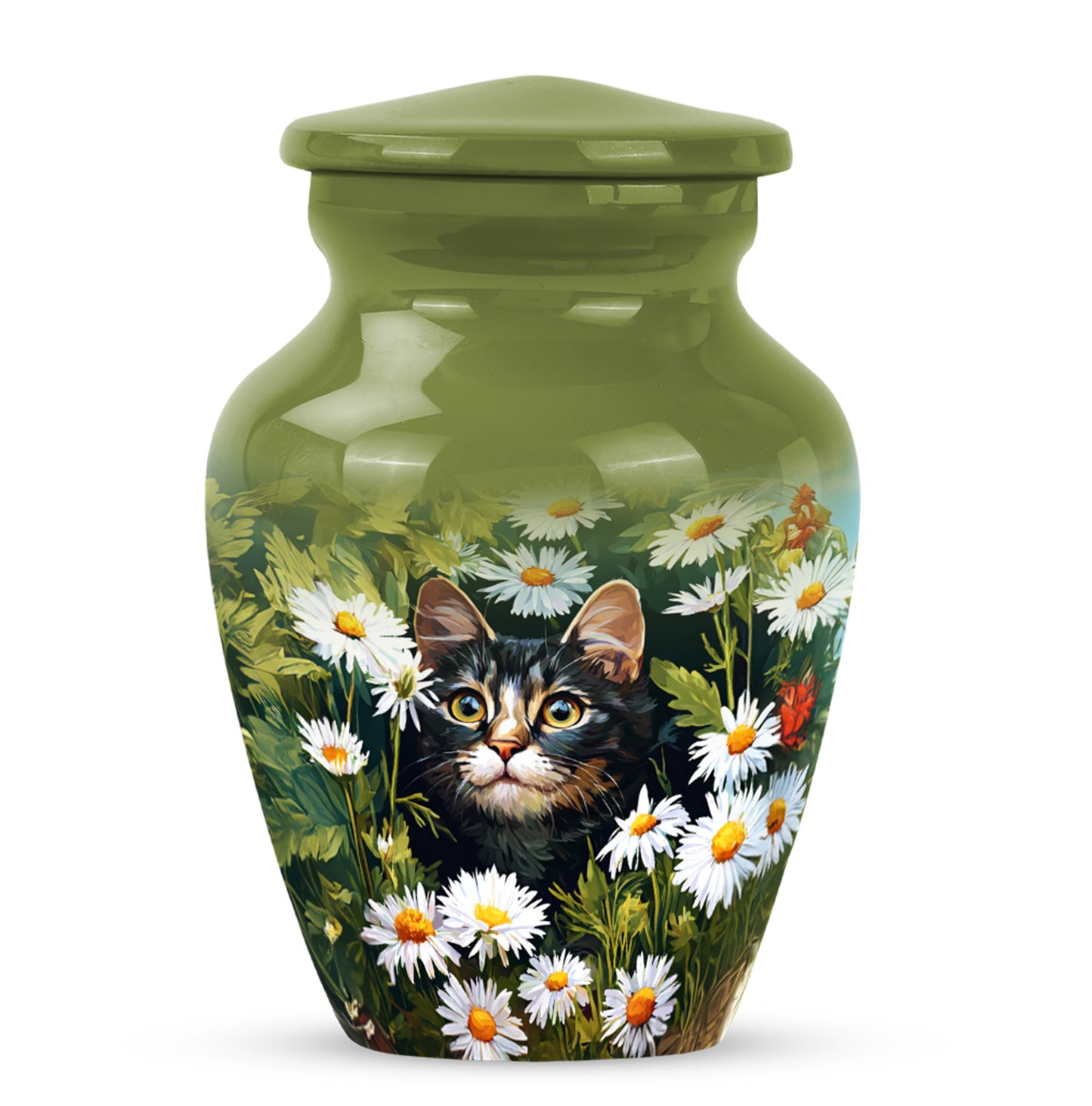 Personalized Refined Daisy Cremation Urns - Yellow 10-inch, 200 cu in - Yatskia