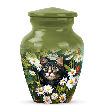 Personalized Refined Daisy Cremation Urns - Yellow 10-inch, 200 cu in - Yatskia