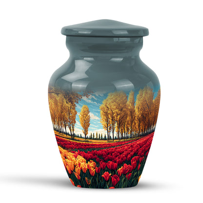 Personalized Eternal Garden Tulip Cremation Urns - Teal 10-inch, 200 cu in - Yatskia