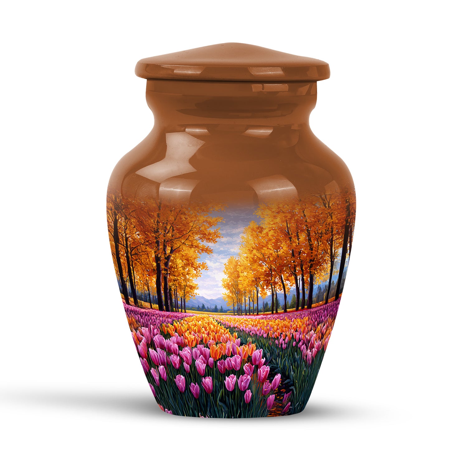 Gold Comforting Garden Tulip Memorial Urn for Ashes - 10-inch, 200 cu in - Yatskia