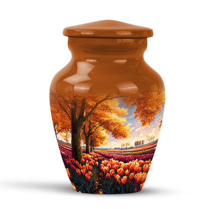 Personalized Garden Tulip Cremation Urns - Wondrous Gold 10-inch, 200 cu in - Yatskia