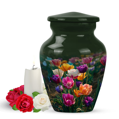 Personalized Green Garden Tulip Cremation Urns for Ashes - Captivating 10-inch - Yatskia