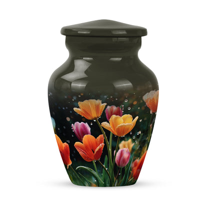 Black Resounding Garden Tulip Memorial Urn for Ashes - 10-inch, 200 cu in - Yatskia