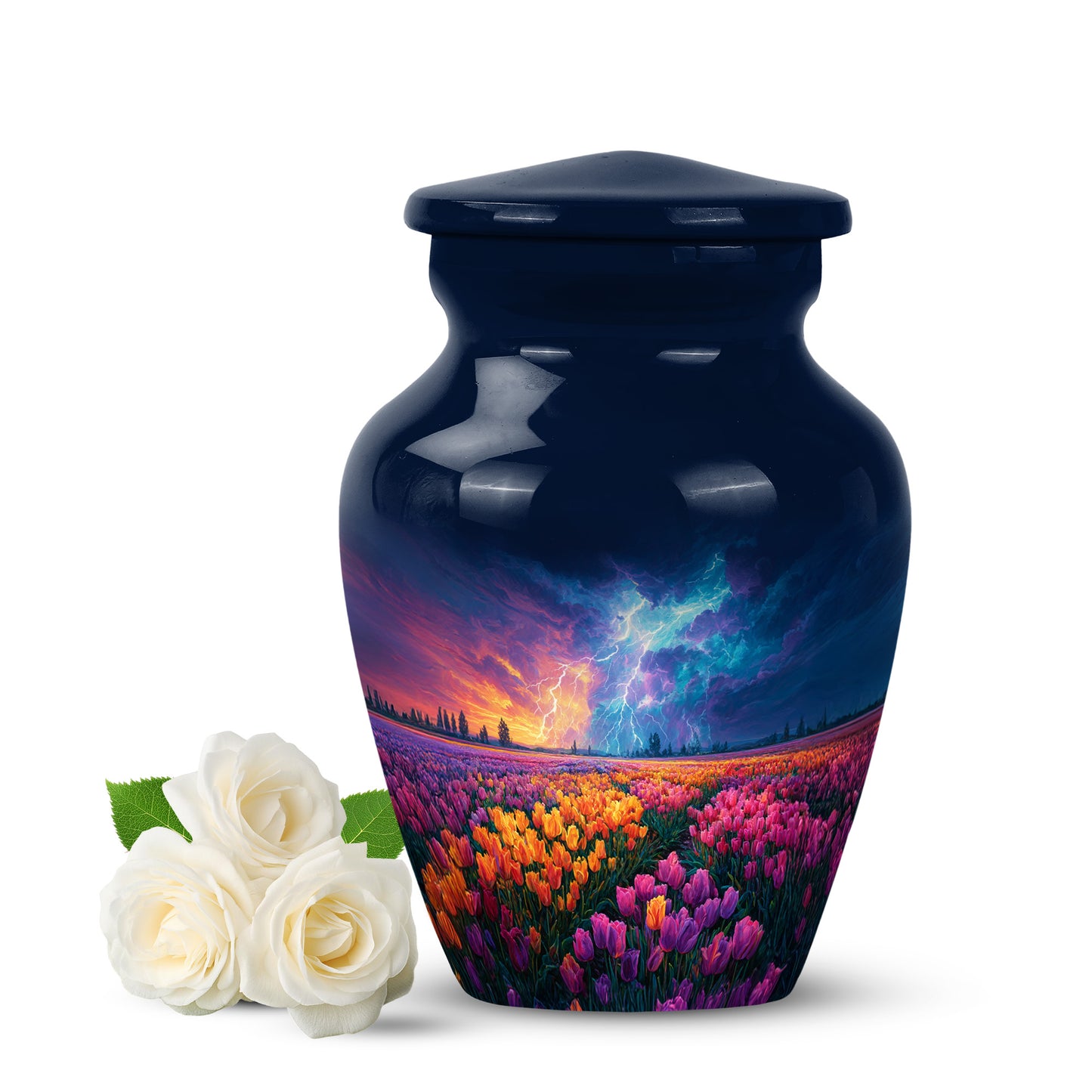 Harmonious Garden Tulip Cremation Urns for Human Ashes - Blue 10-inch - Yatskia