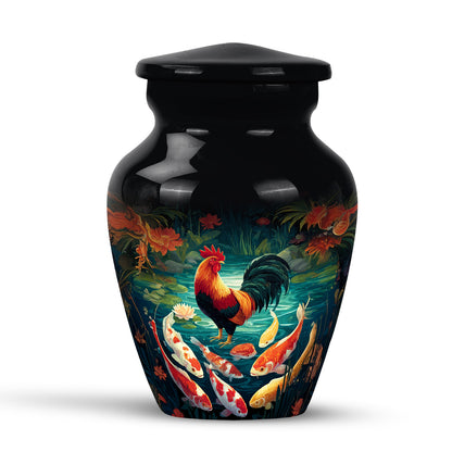 Timeless Black Hen Cremation Urn for Ashes - 10-inch, 200 cu in - Yatskia