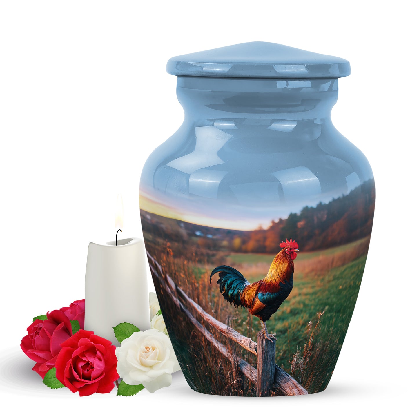 Remarkable Hen Memorial Cremation Urns - Blue 10-inch, 200 cu in - Yatskia