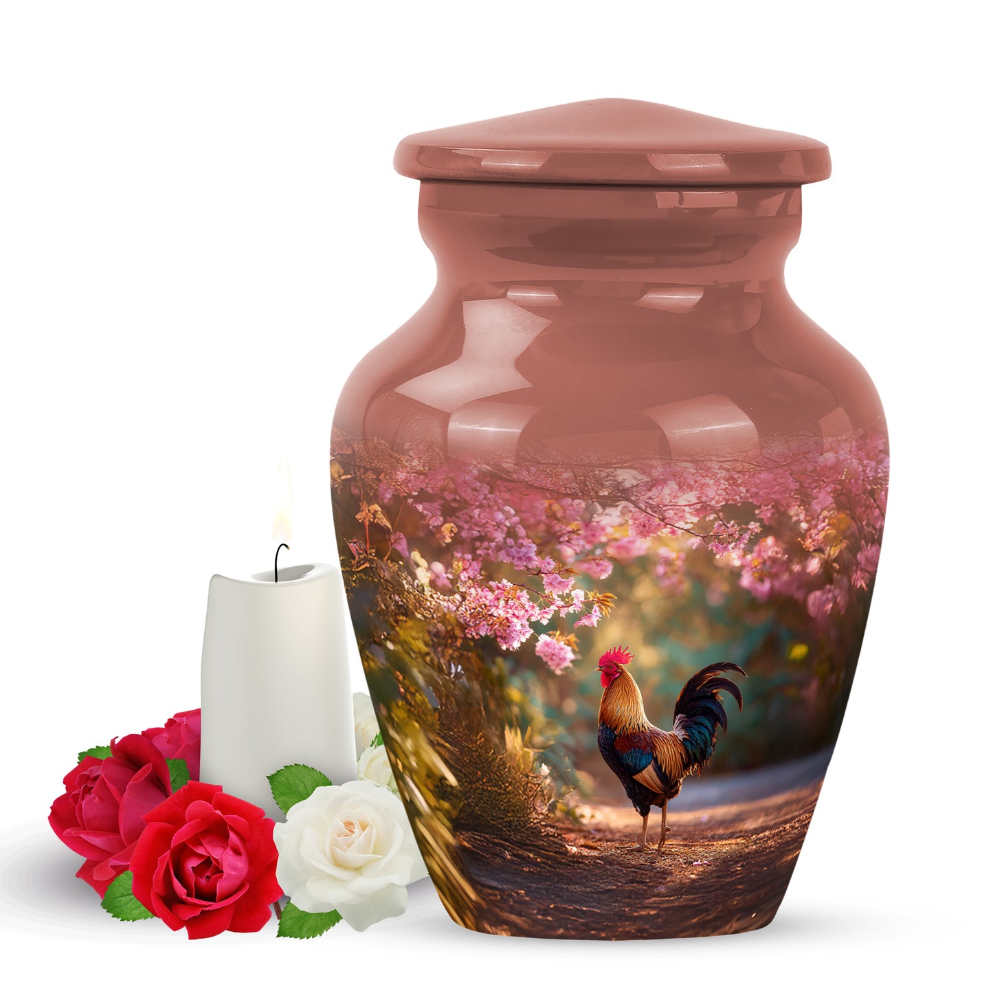 Personalized Red Revered Hen Cremation Urns for Human Ashes - 10-inch, 200 cu in - Yatskia