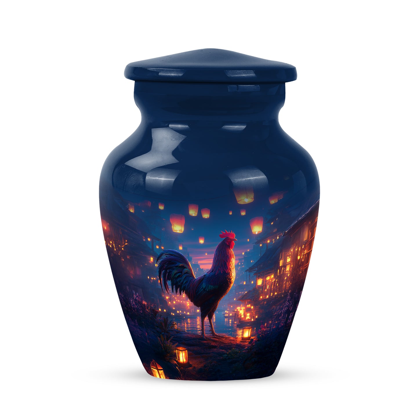 Personalized Elegant Hen Cremation Urns - Blue 10-inch, 200 cu in - Yatskia