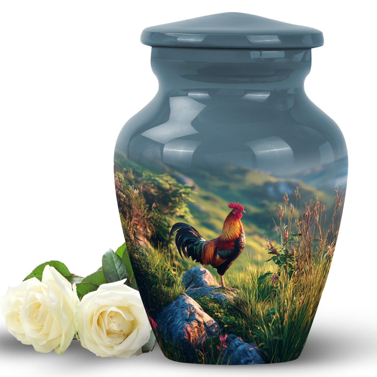 Regal Hen Memorial Cremation Urns - Blue 10-inch, 200 cu in - Yatskia