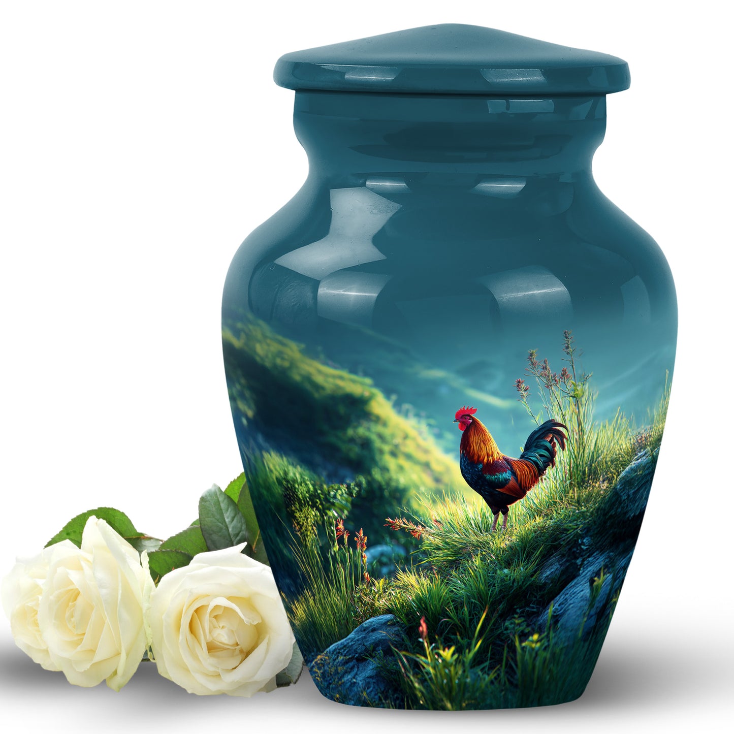 Teal Hen Homage Cremation Urns for Human Ashes - 10-inch, 200 cu in - Yatskia