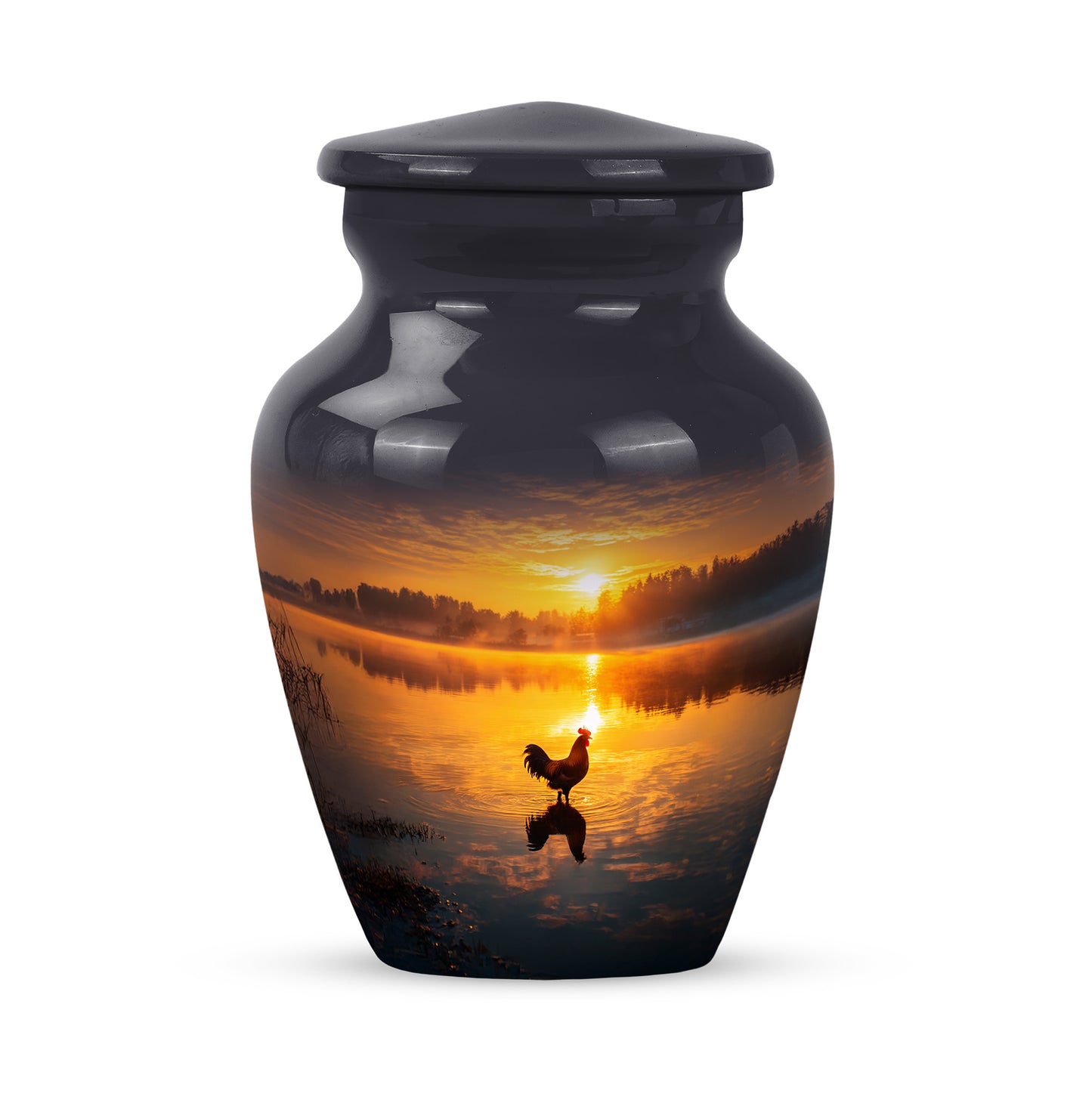 Black Hen Devotion Cremation Urns for Human Ashes - 10-inch, 200 cu in - Yatskia