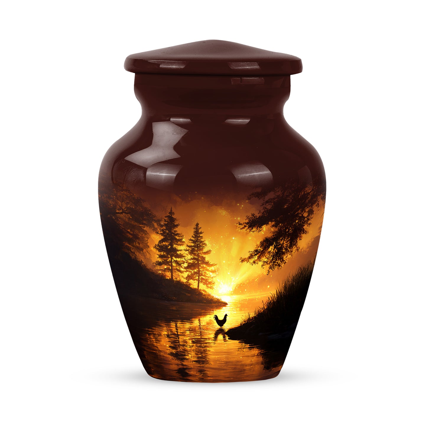 Personalized Hen Cremation Urns - Eminent Red 10-inch, 200 cu in - Yatskia