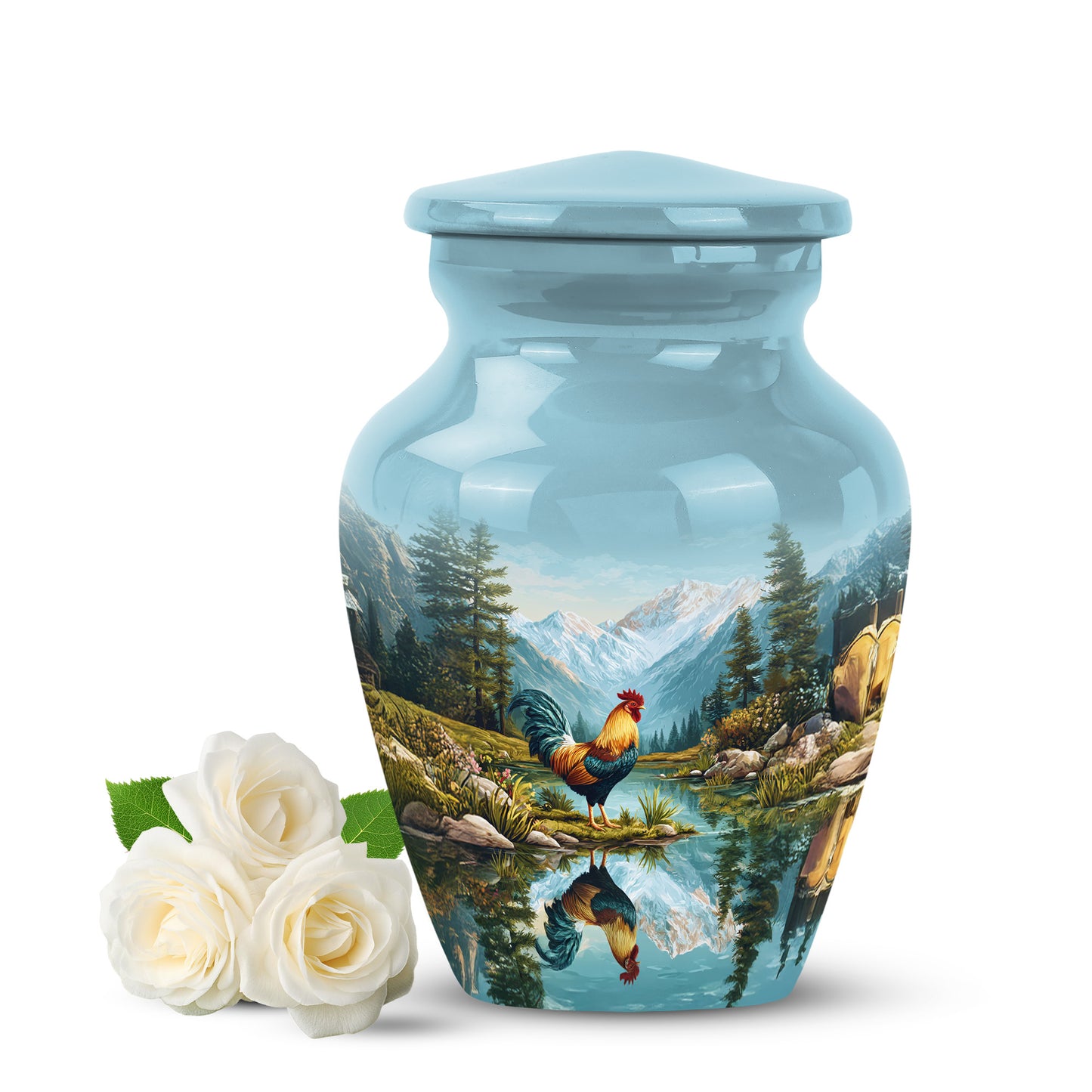 Personalized Eternal Hen Cremation Urns - Teal 10-inch, 200 cu in - Yatskia