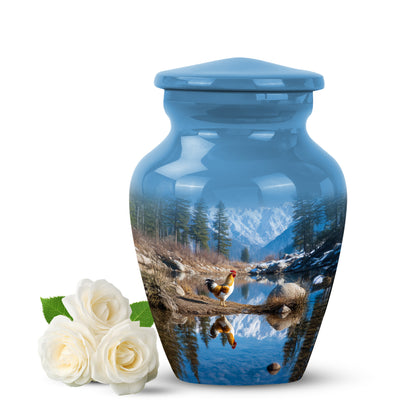 Personalized Blue Revered Hen Cremation Urns for Human Ashes - 10-inch, 200 cu in - Yatskia