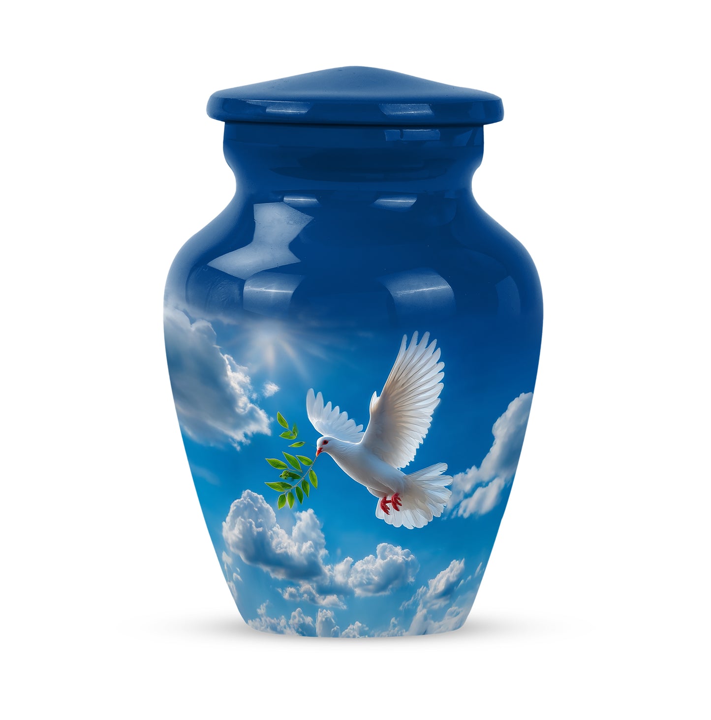 Personalized Blue Sovereign Dove Cremation Urns for Human Ashes - 10-inch, 200 cu in - Yatskia