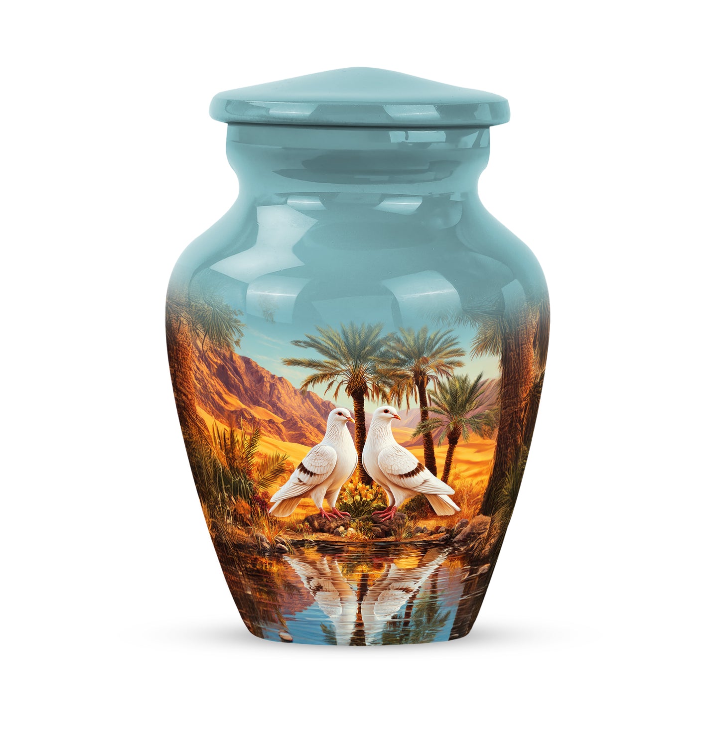 Teal Stately Dove Cremation Urns for Human Ashes - 10-inch, 200 cu in - Yatskia