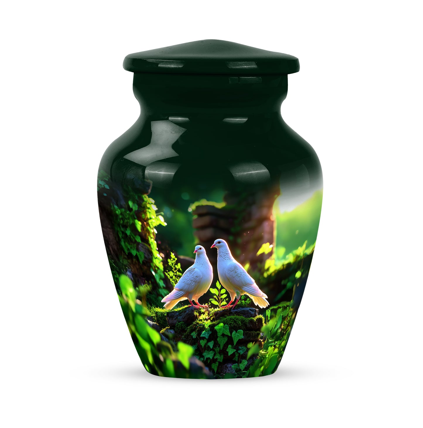 Personalized Green Dove Cremation Urns for Ashes - Majestic 10-inch - Yatskia