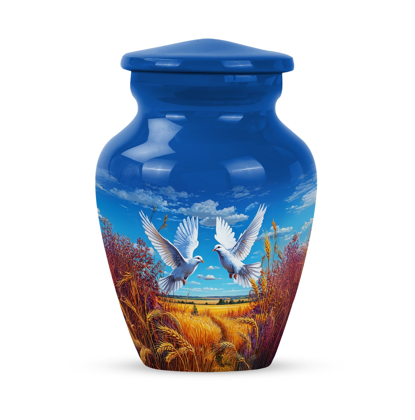 Personalized Eternal Dove Cremation Urns - Blue 10-inch, 200 cu in - Yatskia