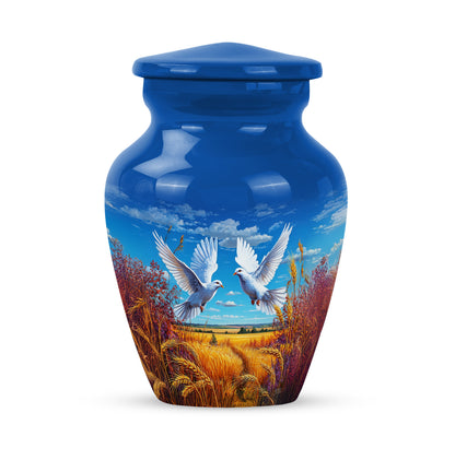 Personalized Eternal Dove Cremation Urns - Blue 10-inch, 200 cu in - Yatskia