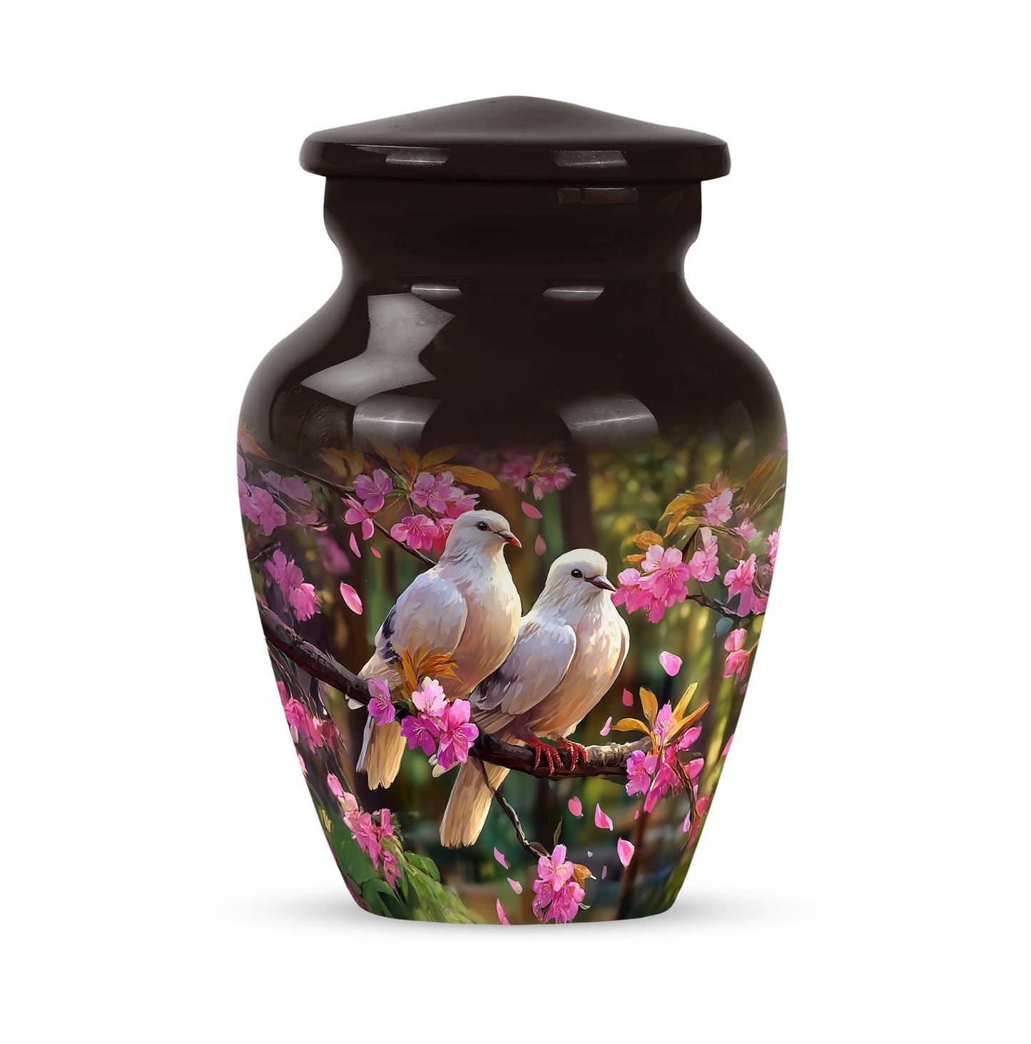 Black Dove Reflection Cremation Urns for Human Ashes - 10-inch, 200 cu in - Yatskia