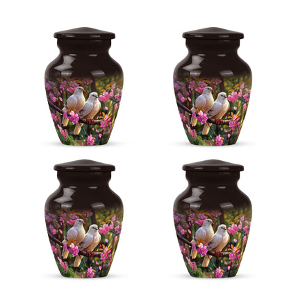 Charcoal Black Dove Cremation Urn side profile showing urn shape - elegant classic dove relief with fine detailing - 10 inch aluminum urn for cremated remains
