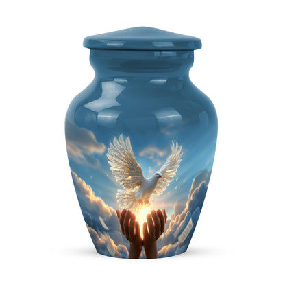 Personalized Dove Cremation Urns - Pristine Blue 10-inch, 200 cu in - Yatskia