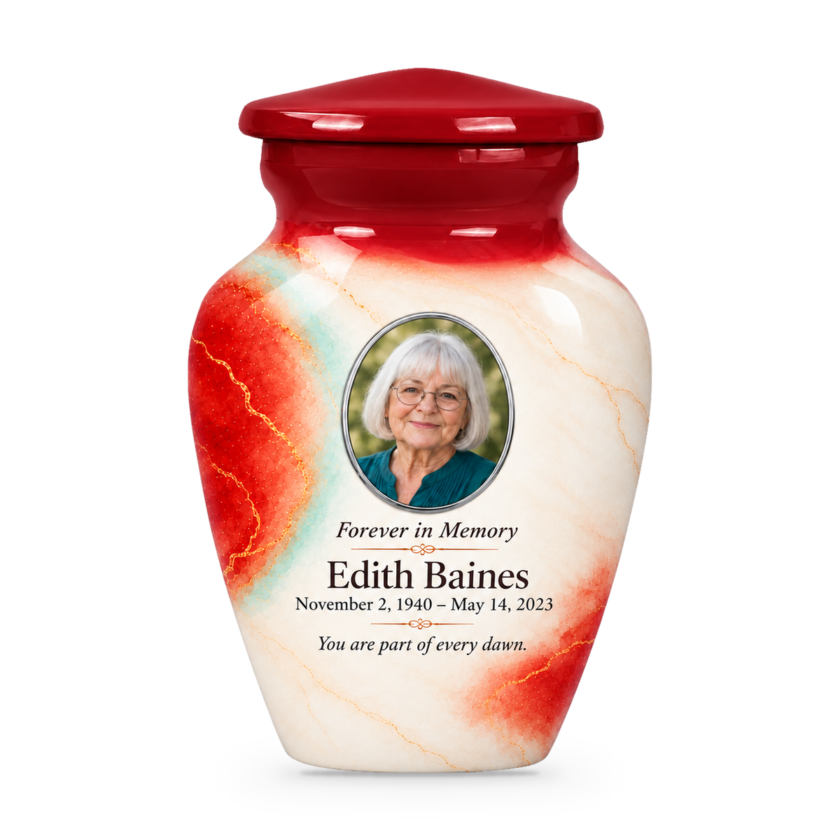 Yatskia Paprika Halo single 3-inch keepsake urn on white background