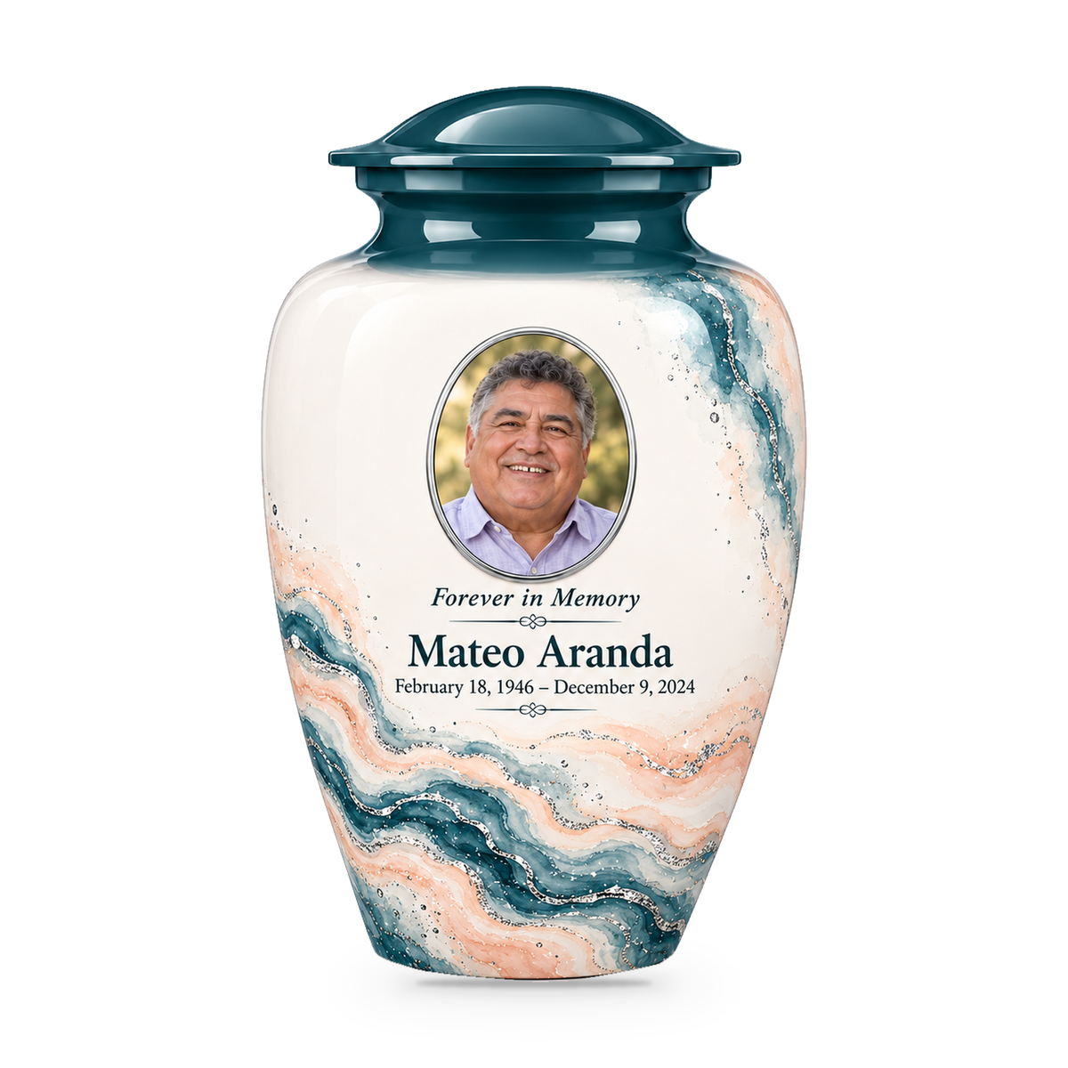 Yatskia Spruce Rivulet 10-inch adult urn on white background