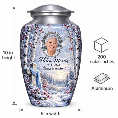Silver cross urn size guide: adult height 10 inches, width 6 inches and capacity 200 cubic inches.