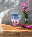 Blue Butterfly Decorative Urn For Human Ashes - Pink Floral Keepsake Urn
