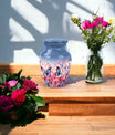 Blue Butterfly Decorative Urn For Human Ashes - Pink Floral Keepsake Urn