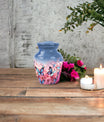 Blue Butterfly Decorative Urn For Human Ashes - Pink Floral Keepsake Urn