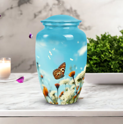 Blue Butterfly Urns For Human Ashes  - Elegant Unique Urn for Women