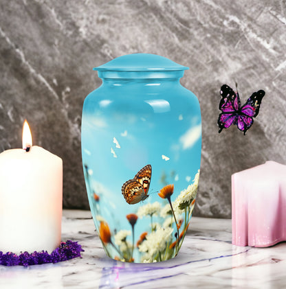 Blue Butterfly Urns For Human Ashes  - Elegant Unique Urn for Women