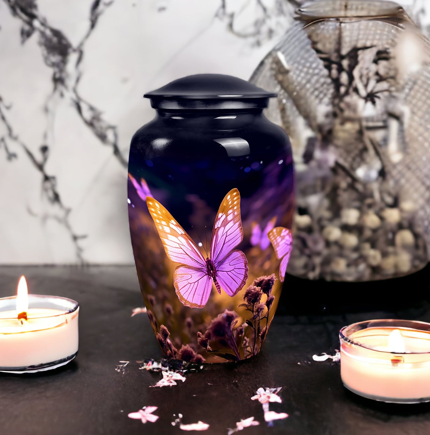 Personalized Butterfly Cremation Urn for Human Ashes - 10-inch, 200 cu in - Yatskia